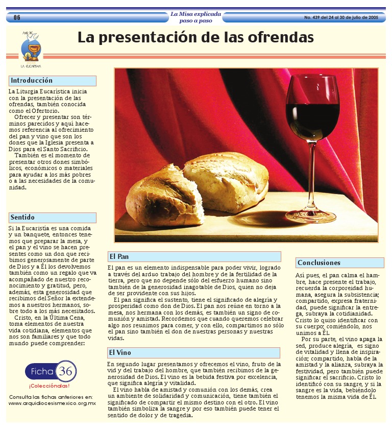 Presentación de Ofrendas en la Misa | PDF | eucaristía | Rituales