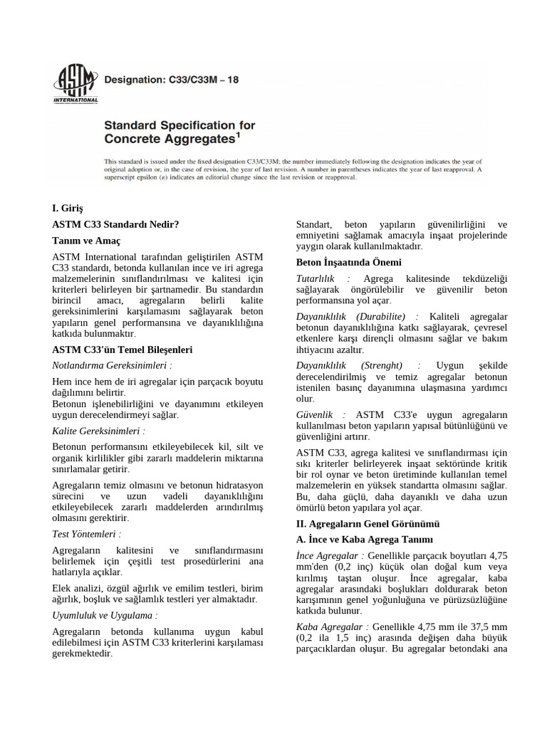 ASTM C33-18 Standard Specification For Concrete Aggregates | PDF