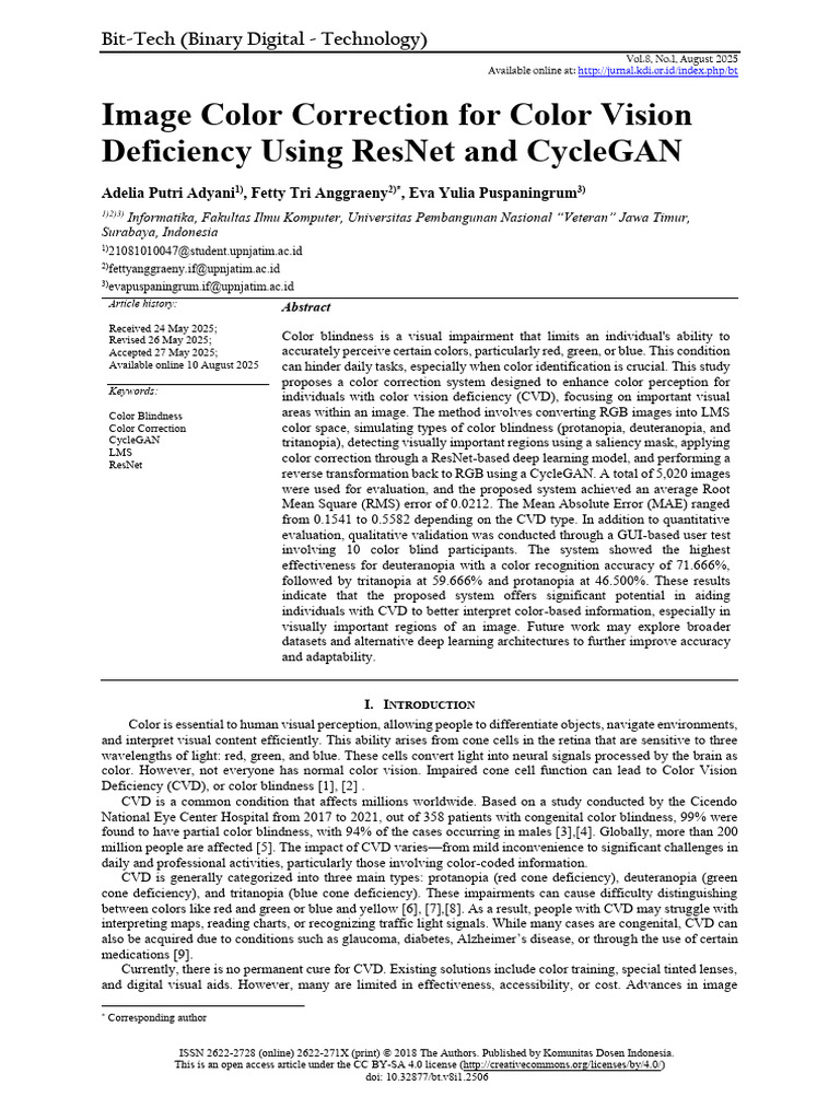 Image Color Correction For Color Vision | PDF | Color | Visual System
