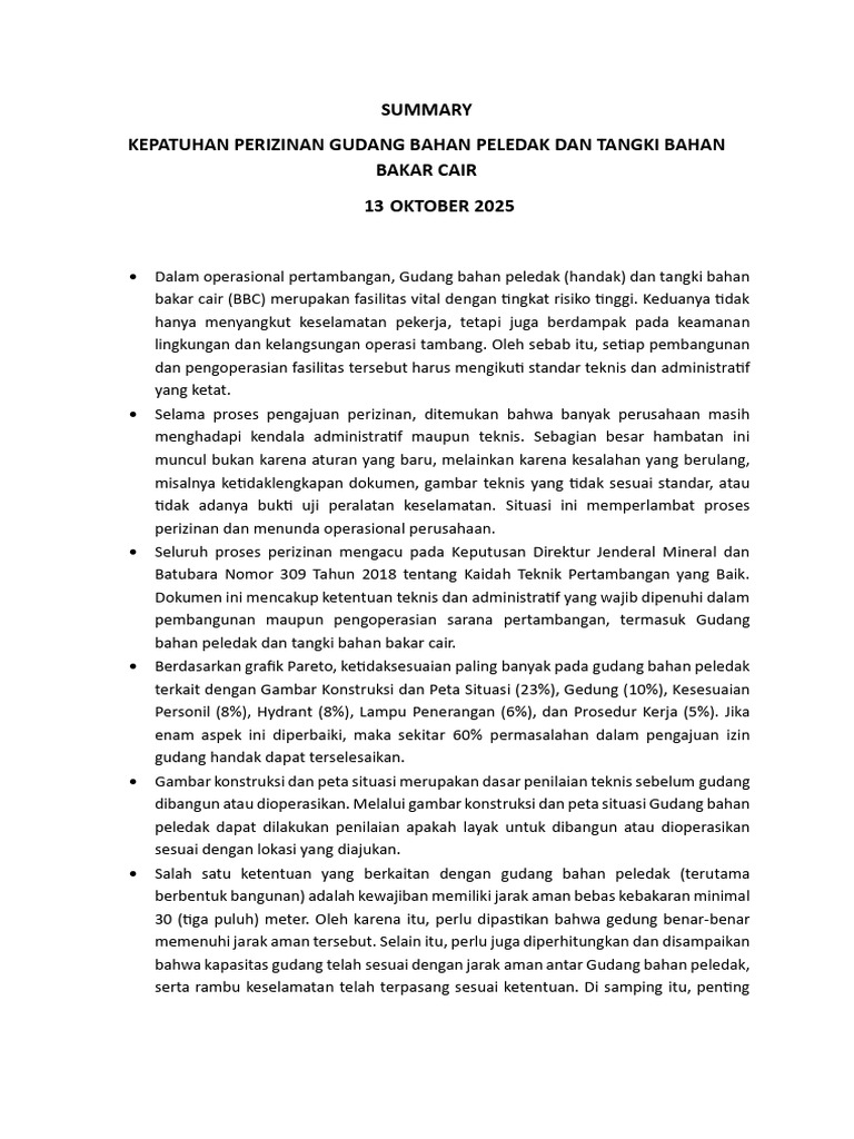 Summary Gudang Handak Dan Tangki BBC | PDF