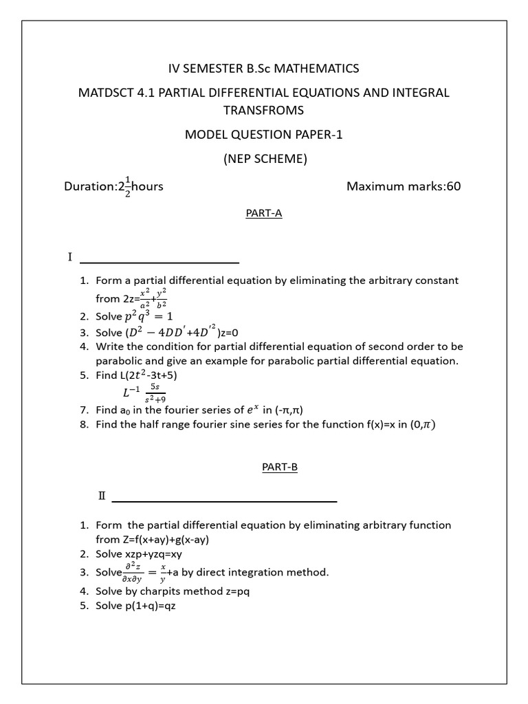 4th Sem Nep Model Paper-1 | PDF | Partial Differential Equation ...