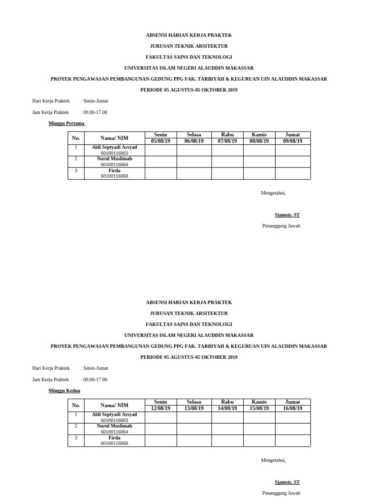 Absen KP | PDF