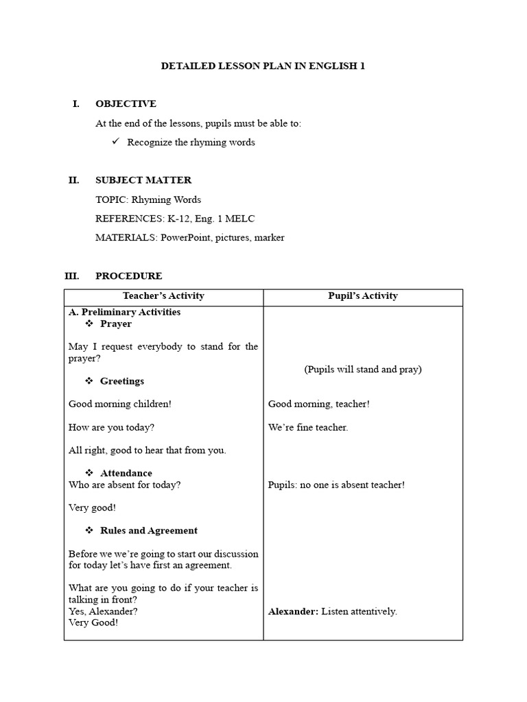 Detailed Lesson Plan in English 1 | PDF | Human Communication | Learning