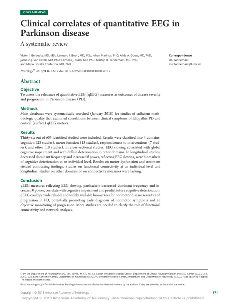 Clinical Correlates of Quantitative EEG Inparkinson's Disease | PDF ...