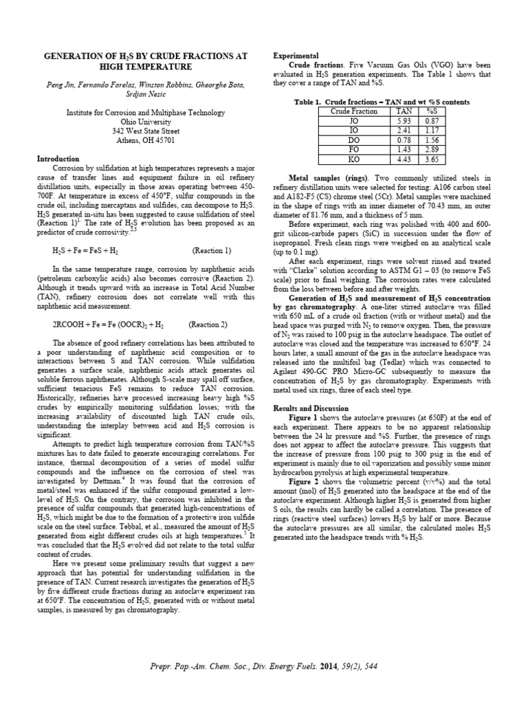 Jin - 2014 - Generation of H2S by Crude Fractions at High Temperature ...