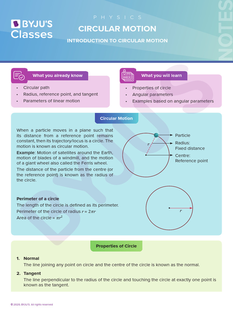 1-Introduction To Circular Motion. | PDF | Angle | Circle