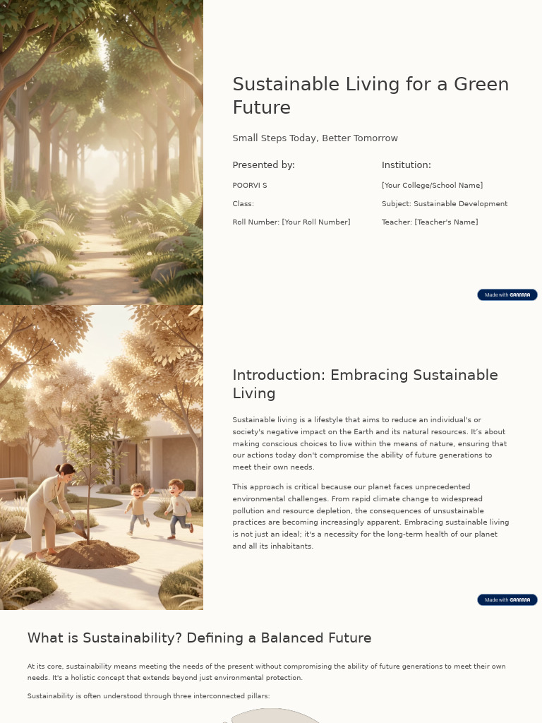 Sustainable Living for a Green Future | PDF | Sustainability | Energy ...