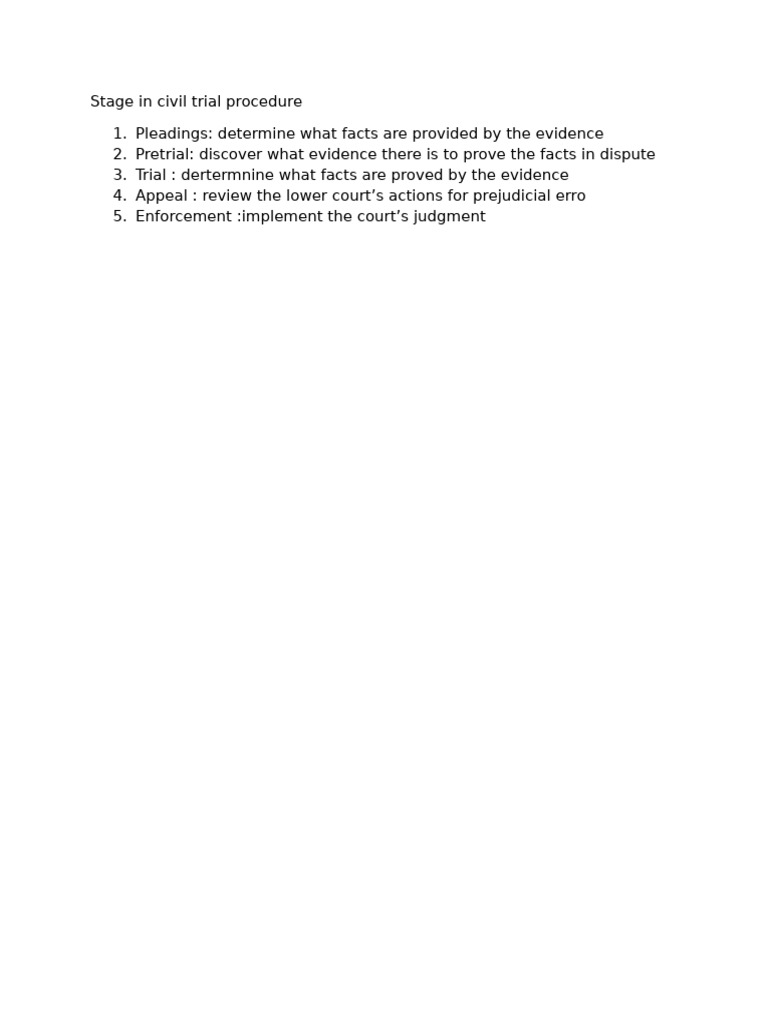 Stage in Civil Trial Procedure | PDF
