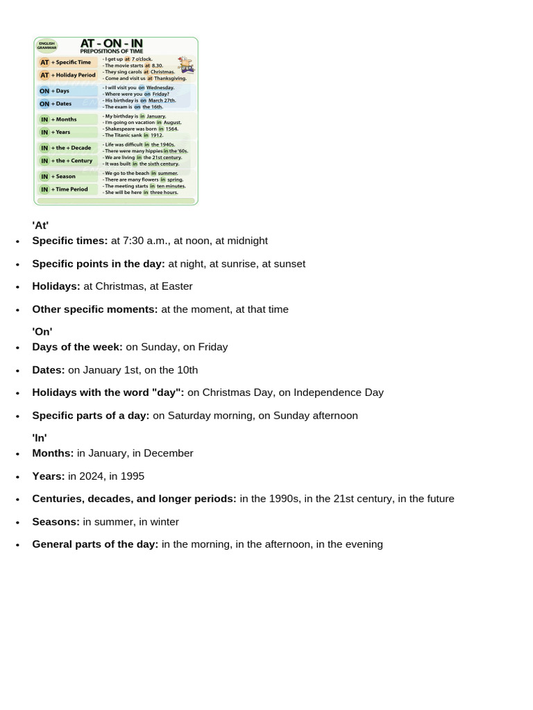 Preposition of Time:Place | PDF