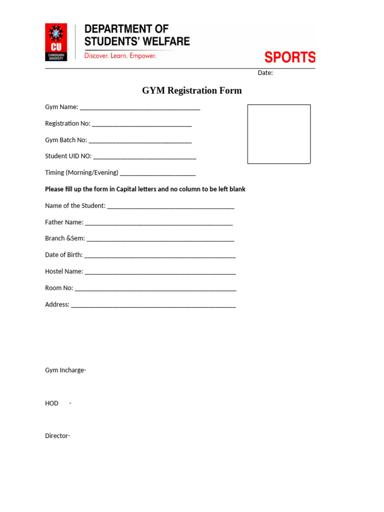GYM Registration Form2019 New | PDF