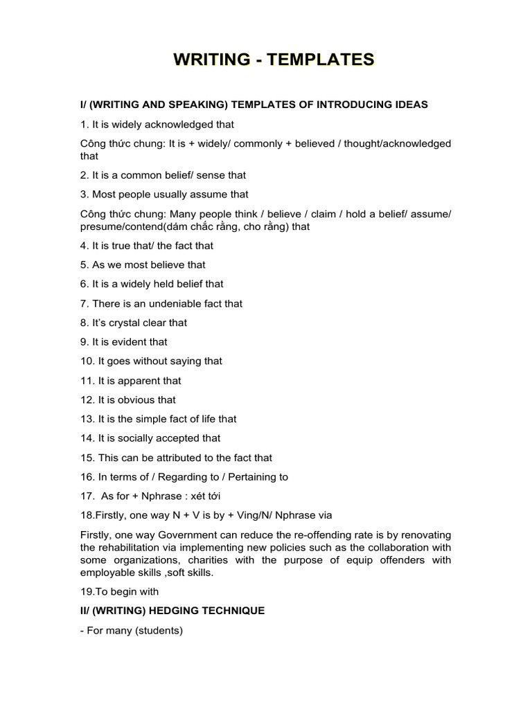 Các Công TH C Writing - Speaking | PDF | Memory