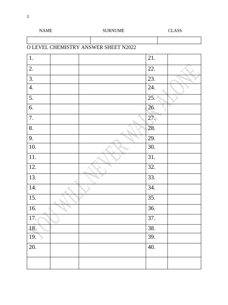 Answer Sheet | PDF