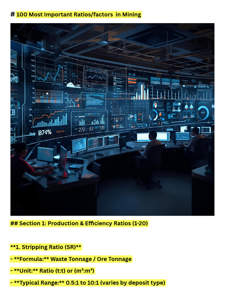 Top 100 Ratios&Factors in The Mining Industry | PDF | Equity (Finance ...