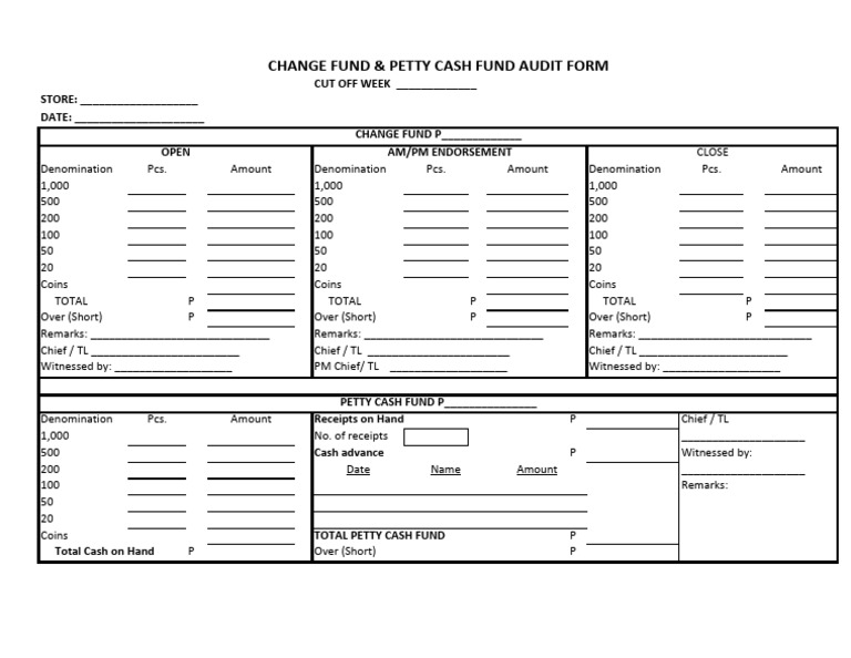 PCF & CF Audit Form | PDF | Numismatics | Currency