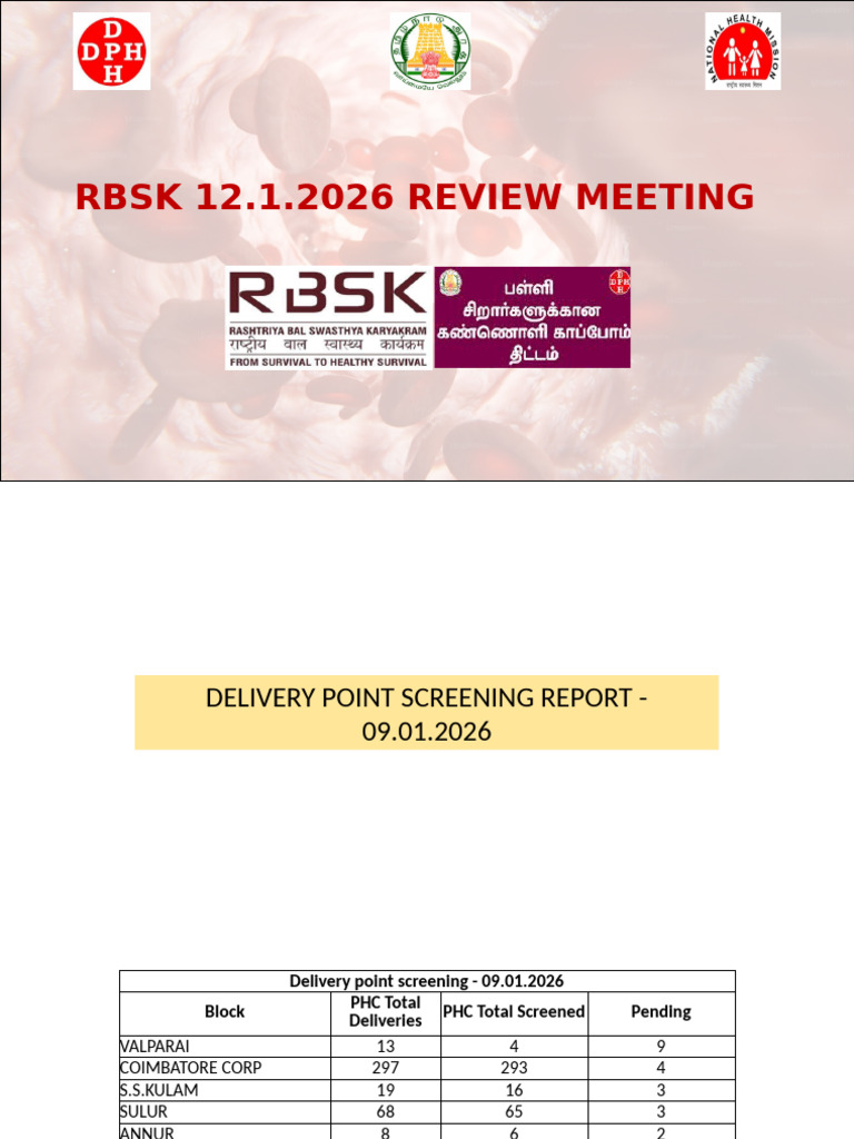 12.01.2026 RBSK Review | PDF | Pediatrics | Diseases And Disorders