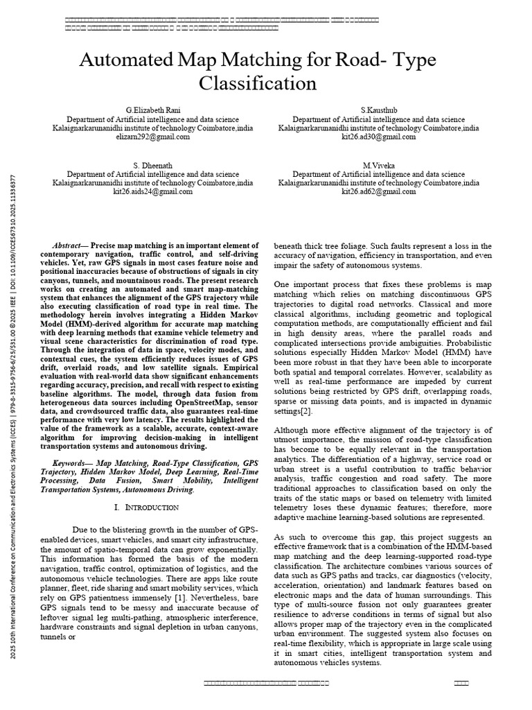 Automated Map Matching For Road - Type Classification | PDF | Deep ...