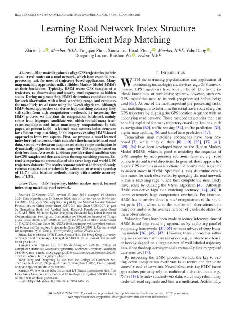 Learning Road Network Index Structure For Efficient Map Matching | PDF ...