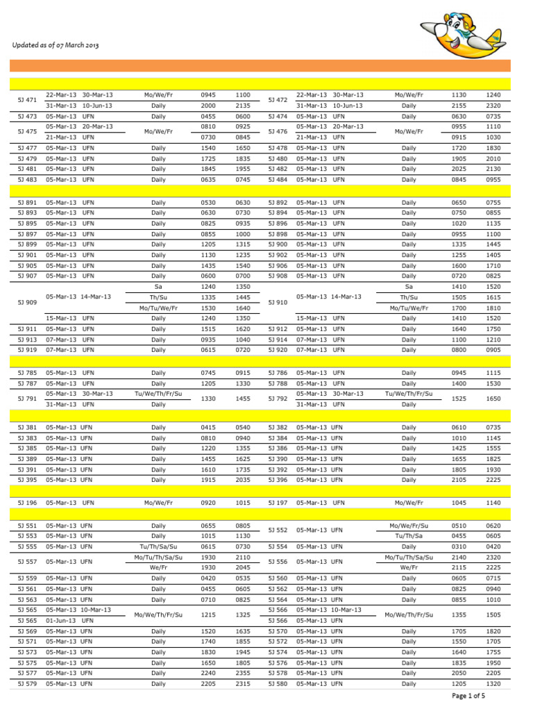 CEB DomesticFlightSchedule (030713) | PDF | Companies Listed On The ...
