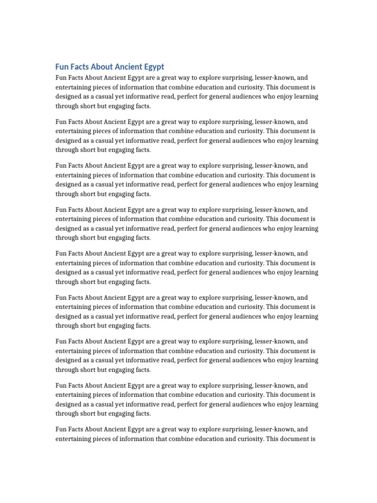 Fun Facts About Ancient Egypt 1 | PDF | Learning | Behavior Modification