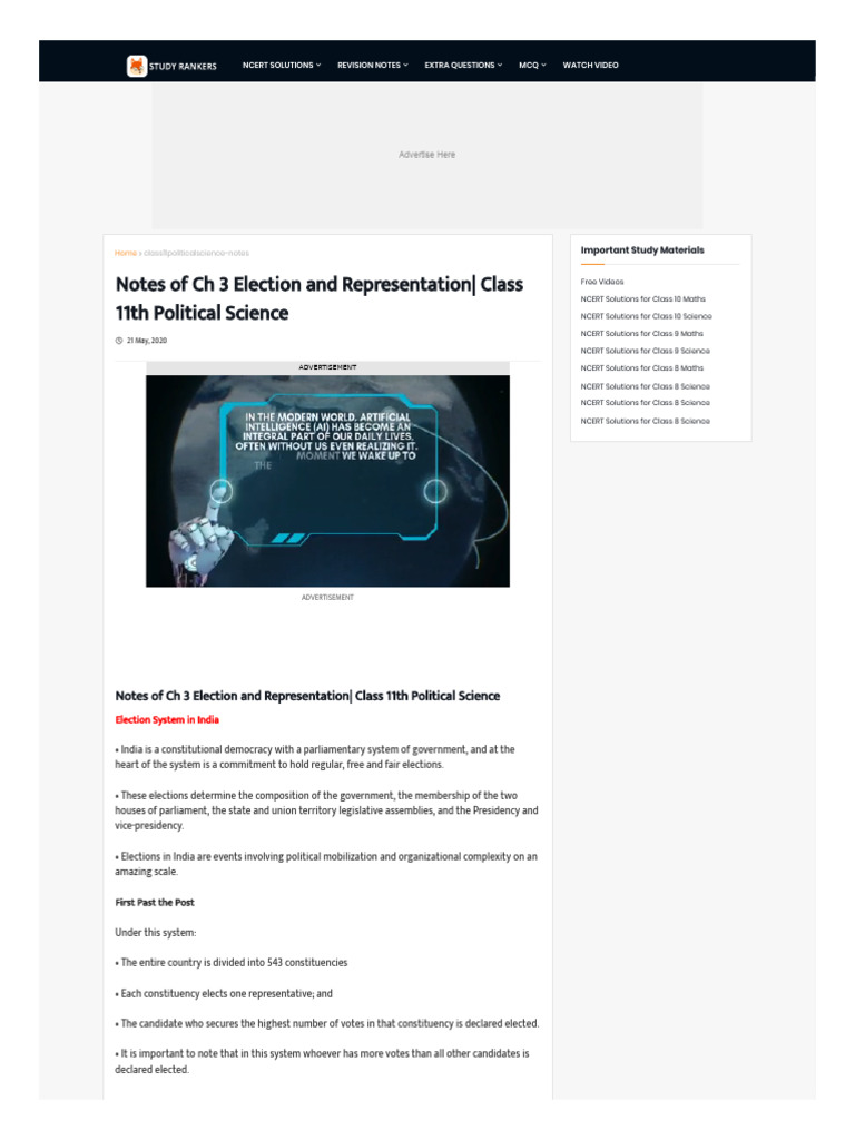 WWW Studyrankers Com 2020 05 Notes of CH 3 Election and Representation ...