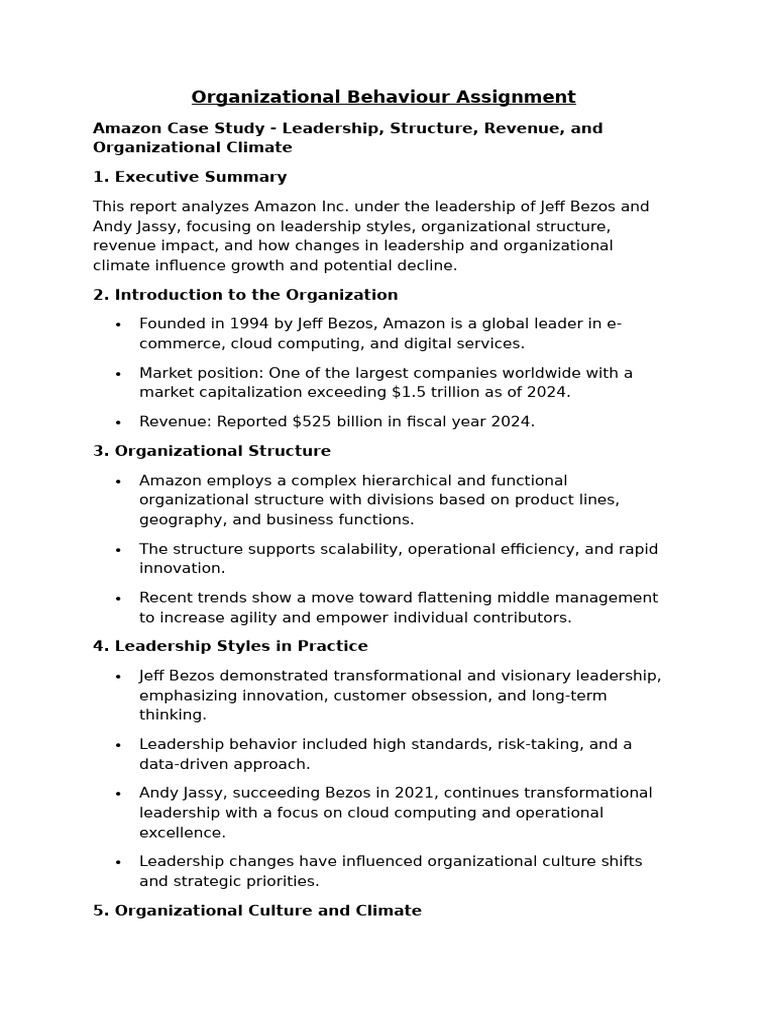 OB Assignment Sample and Details | PDF | Leadership | Change Management