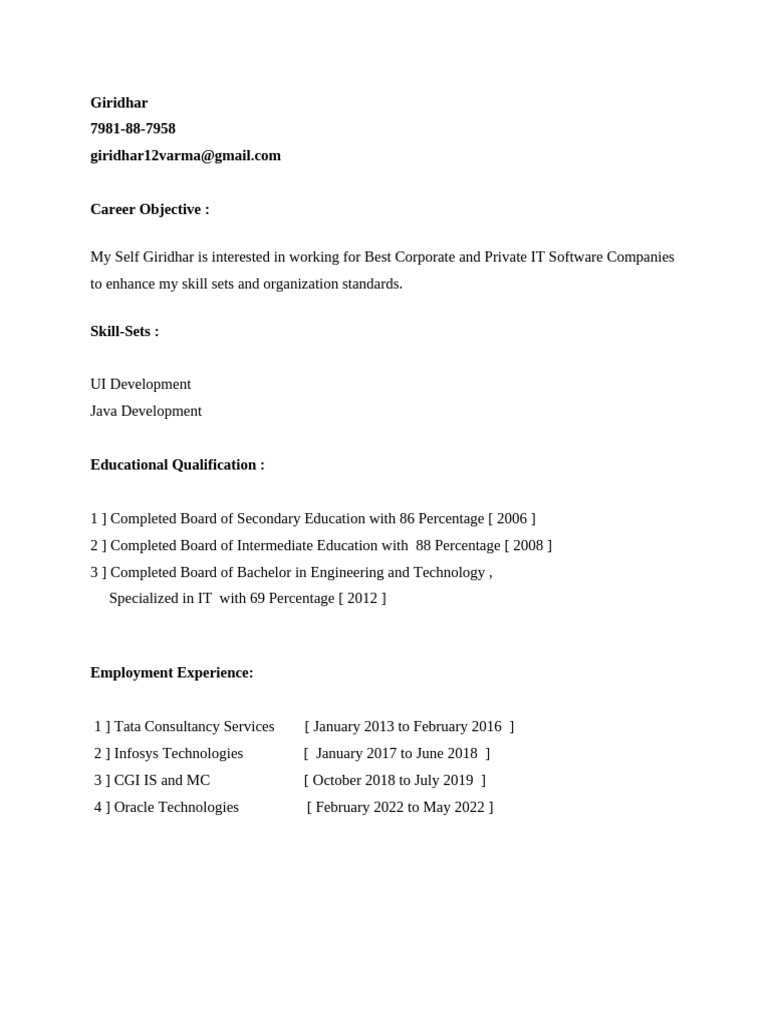 Giridhar Updated Resume - 01dec2025 | PDF | Java (Programming Language ...