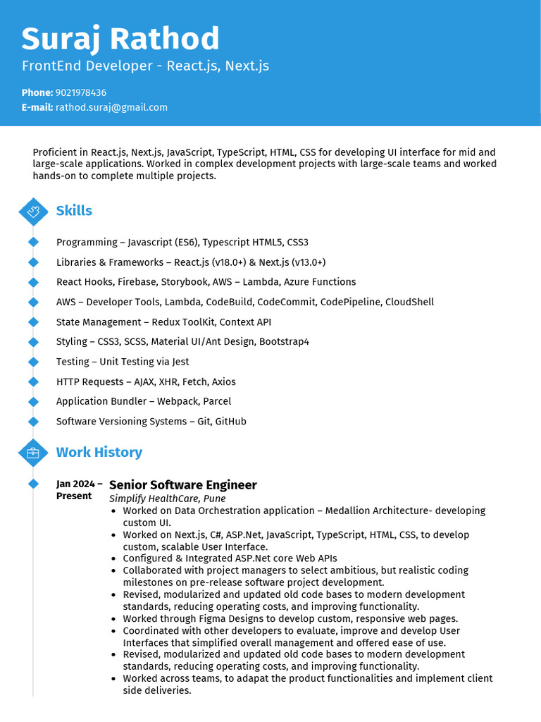 CV Suraj Rathod Updated | PDF | Java Script | Computer Programming