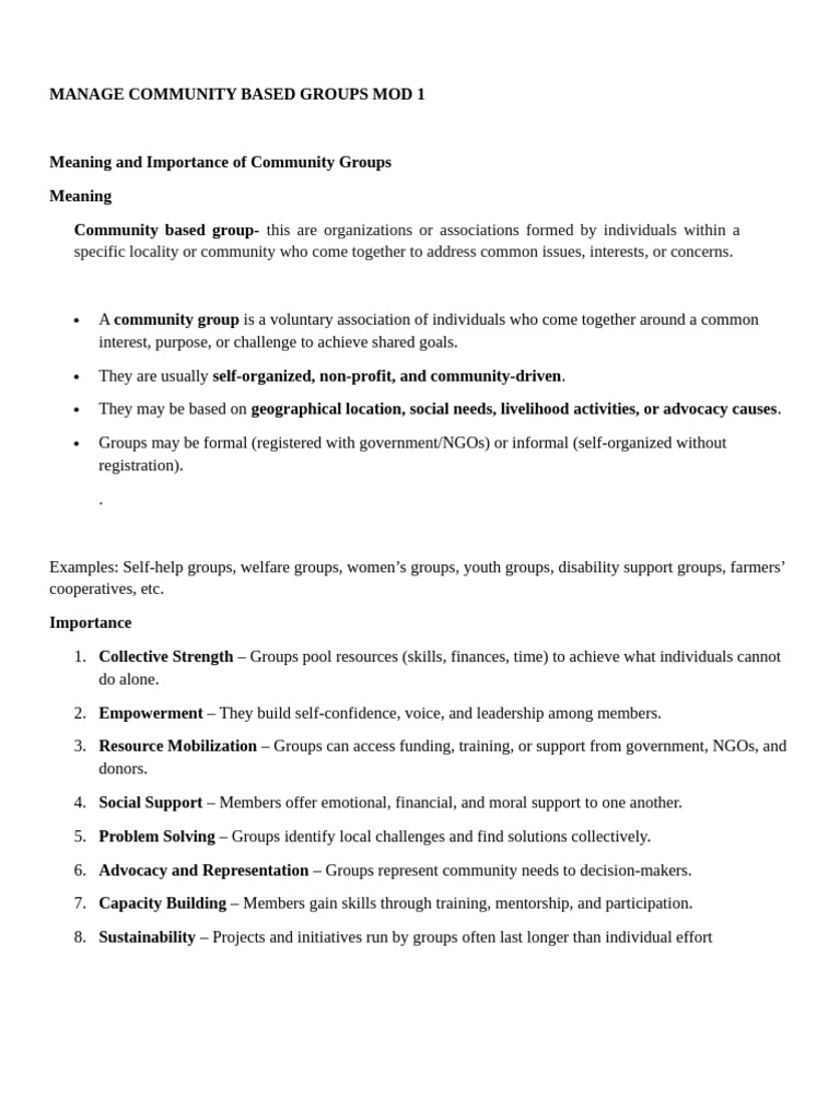 Manage Com Based Groups Mod 1 Notes | PDF