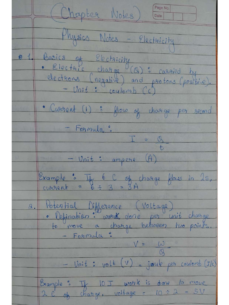 Physics Electricity Notes | PDF