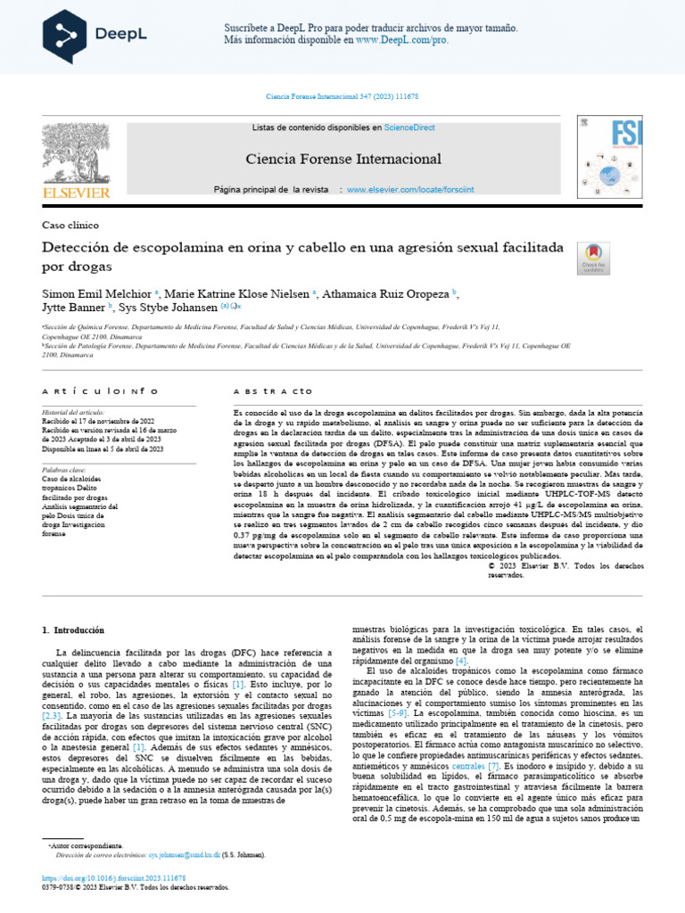 Detection of Scopolamine in Urine and Hair in A Drug-Facilitated Sexual ...