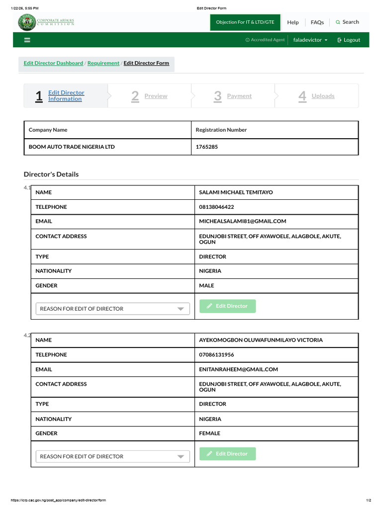 Edit Director Form - Boom Auto | PDF