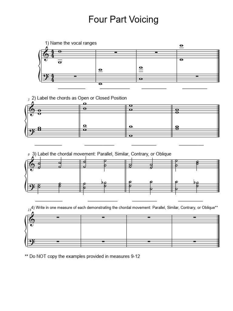 Worksheet 8.5 Four Part Voicing - 019 | PDF