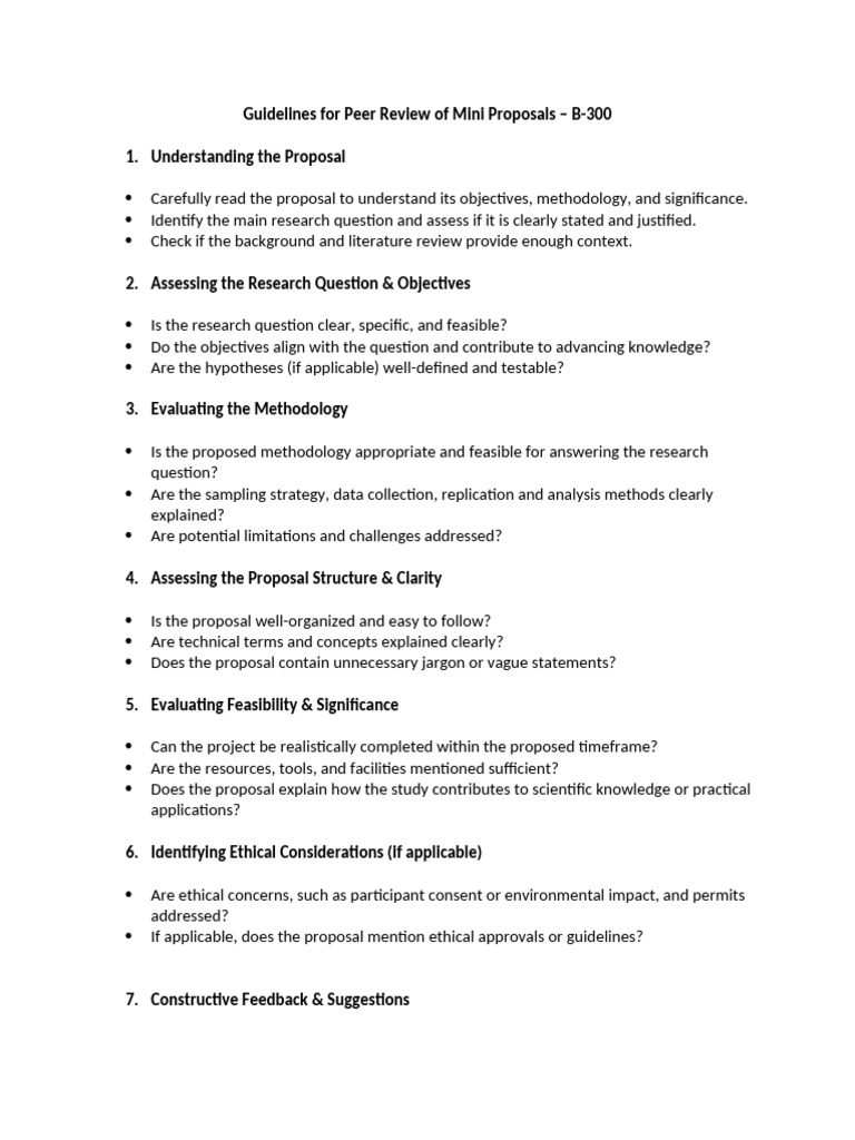Guidelines For Peer Review of Mini Proposals | PDF | Methodology | Peer ...