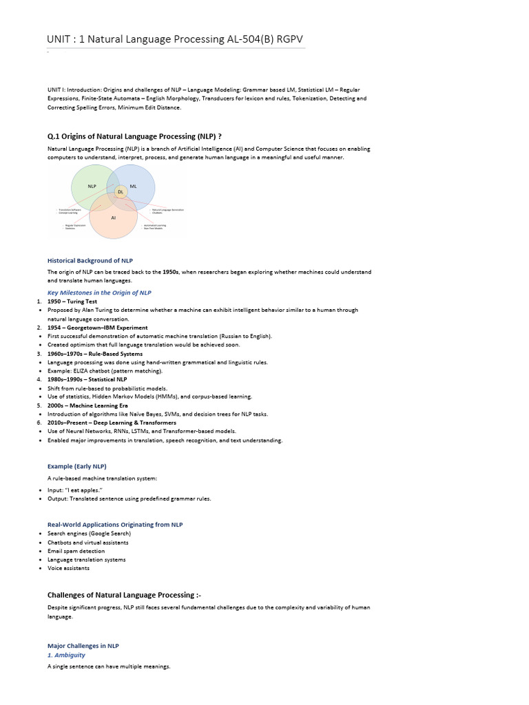 UNIT 1 Natural Language Processing by Codes With Duo | PDF | Regular ...