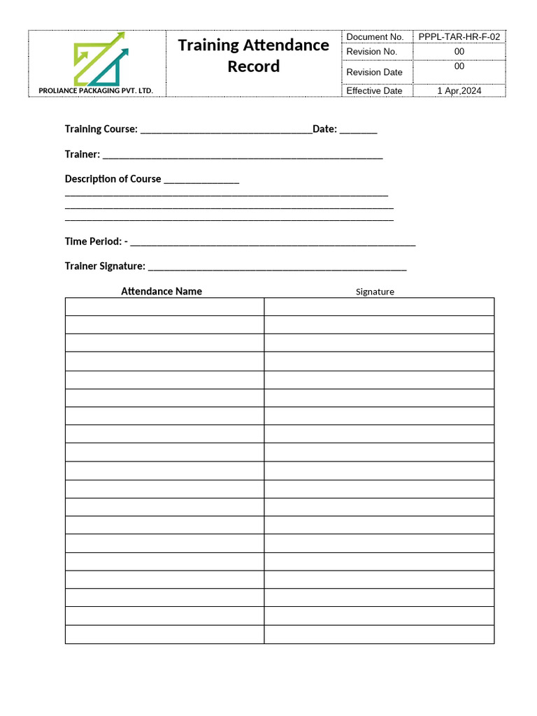 05 Training Attendance Record | PDF
