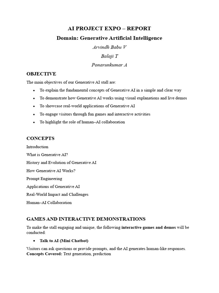 Gen Ai Project Expo Report | PDF