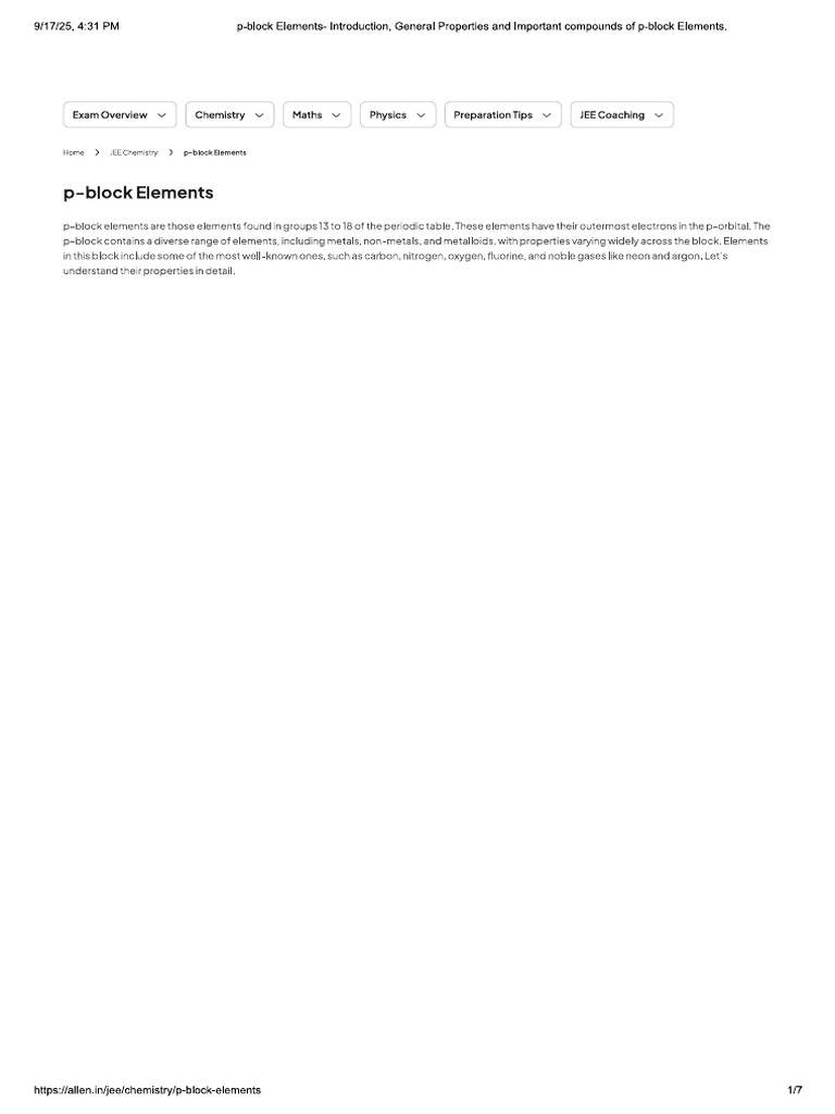 P Block Elements | PDF