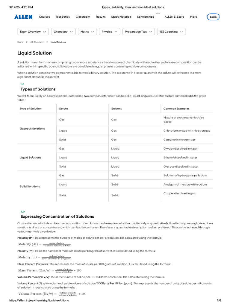 Liquid Solution | PDF