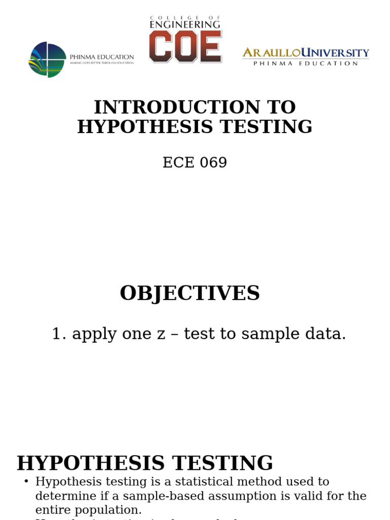 Week 11 - ECE 069 - Introduction To Hypothesis Testing | PDF | Type I ...