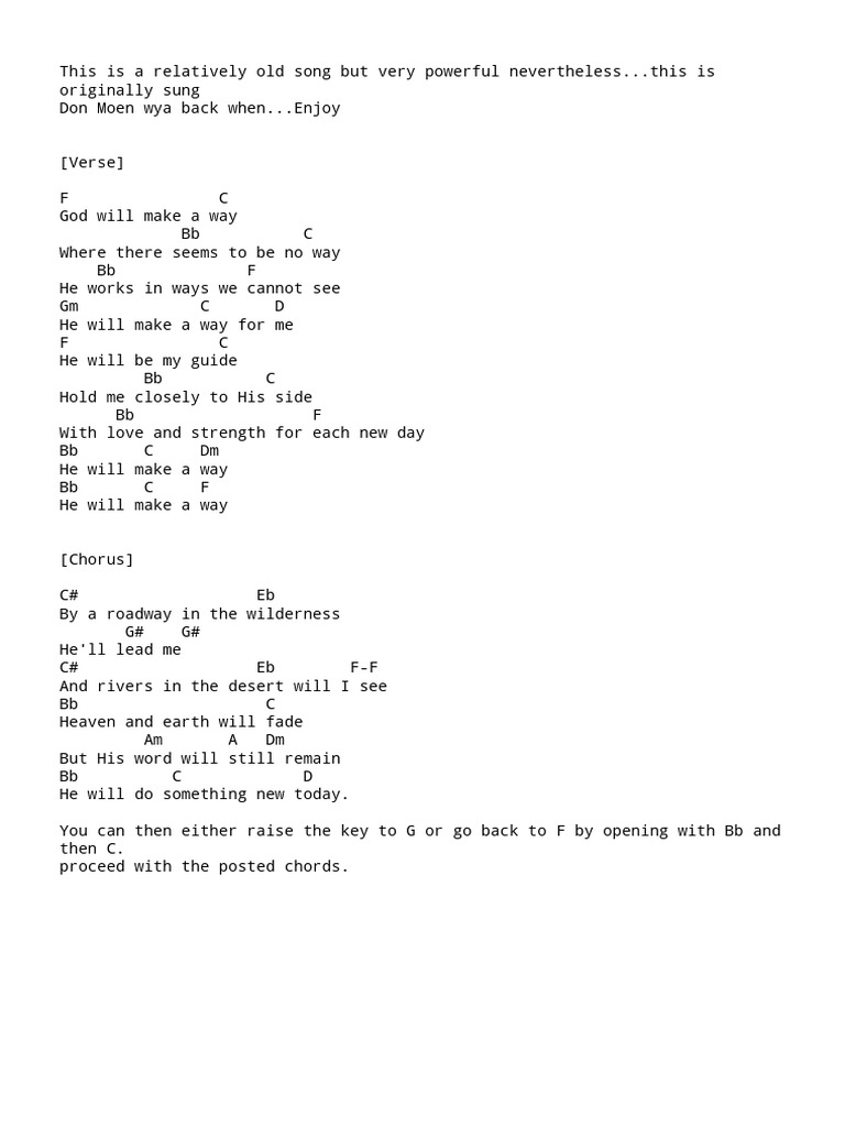 Don Moen - God Will Make A Way - Chords | PDF