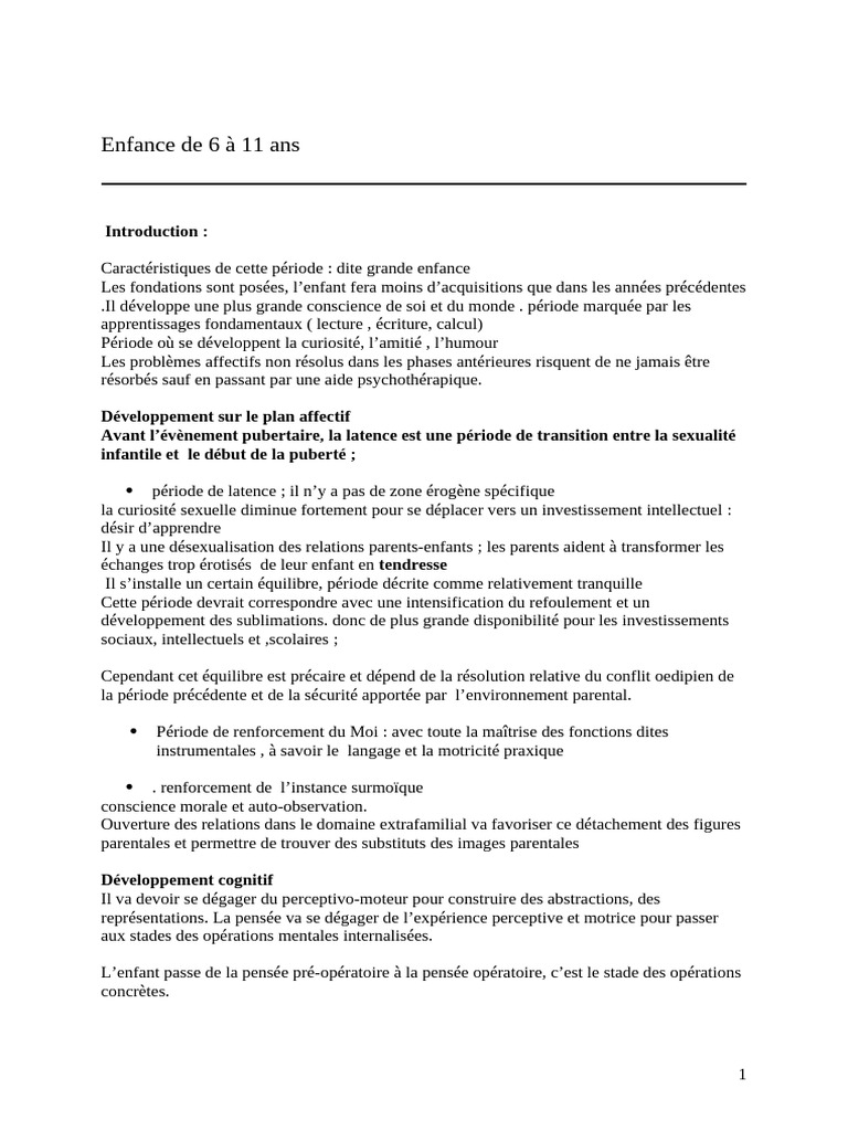 DVPT 6 À 11 Ans | PDF | Apprentissage | Sciences comportementales