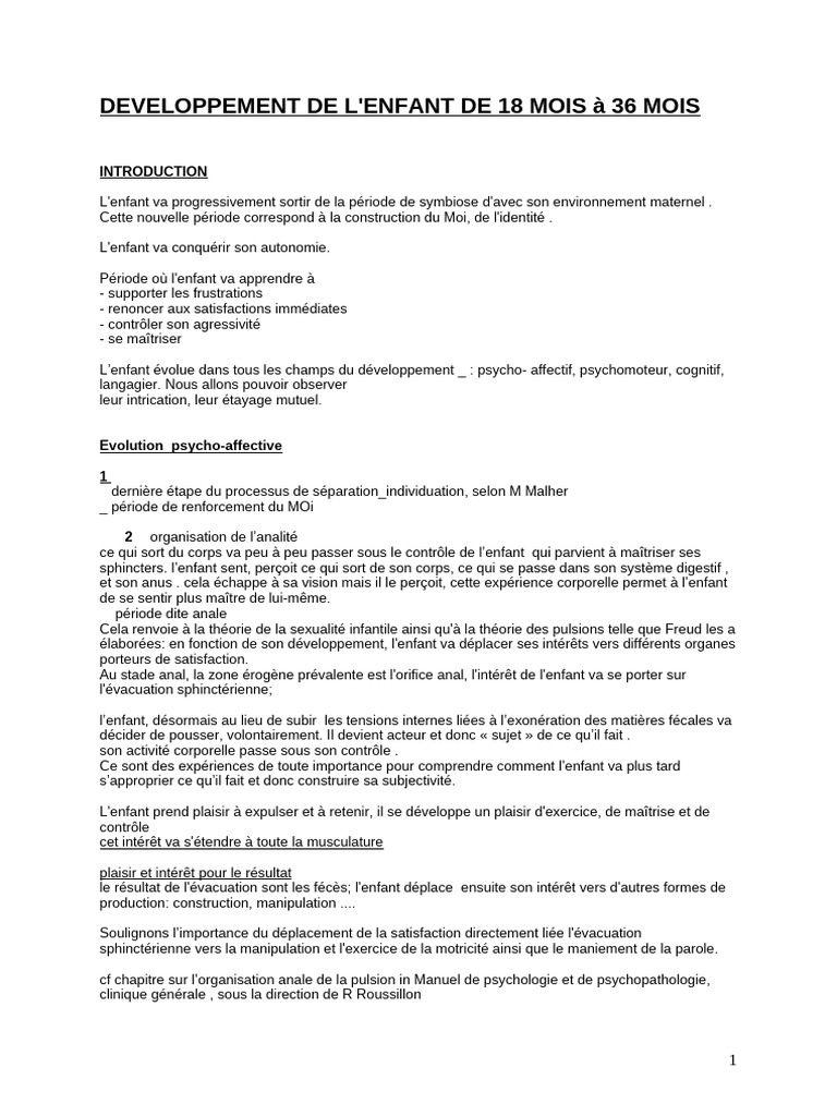 DVPT 18 Mois À 3 Mois | PDF | Psychologie du développement | Concept de ...