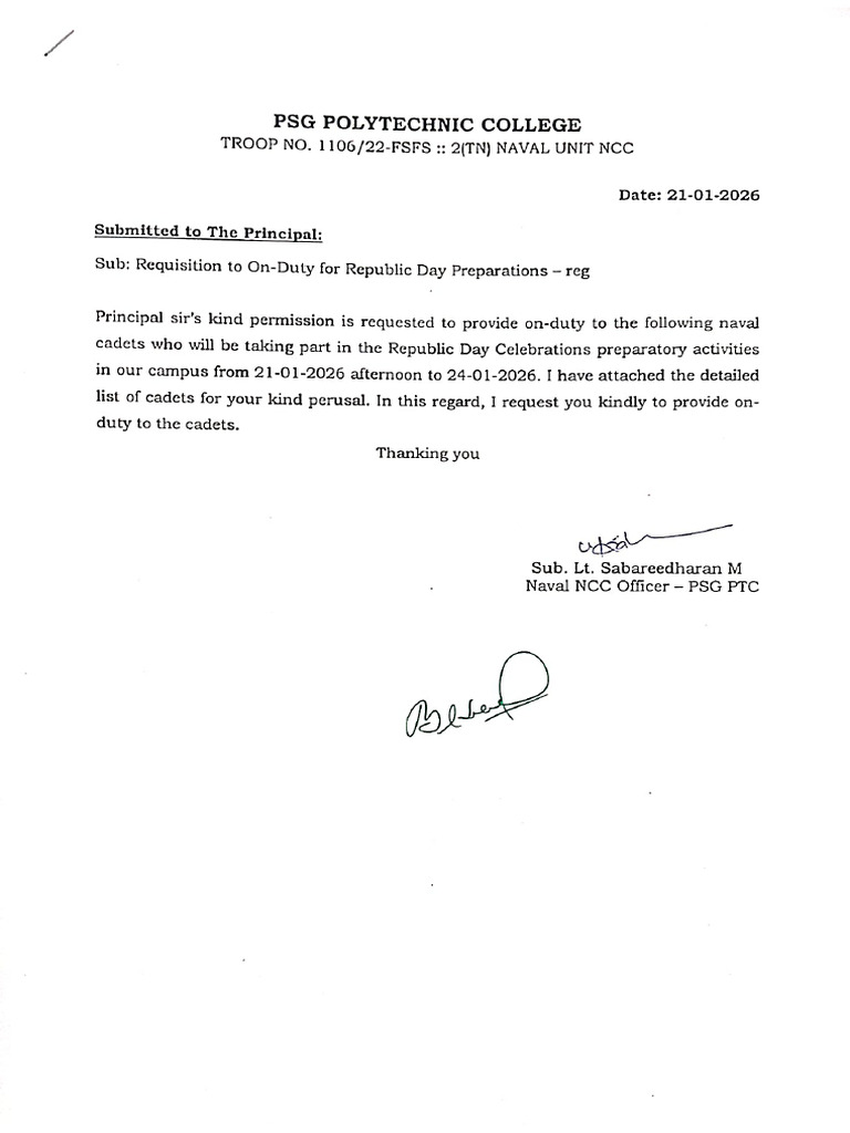 NCC Navy RD Od Letter | PDF