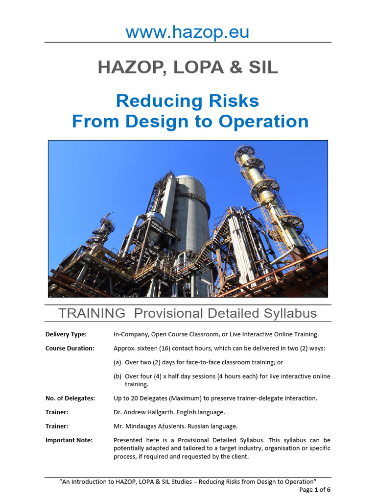 Hazop Eu Lopa Sil Training-Course en | PDF | Risk | Systems Engineering