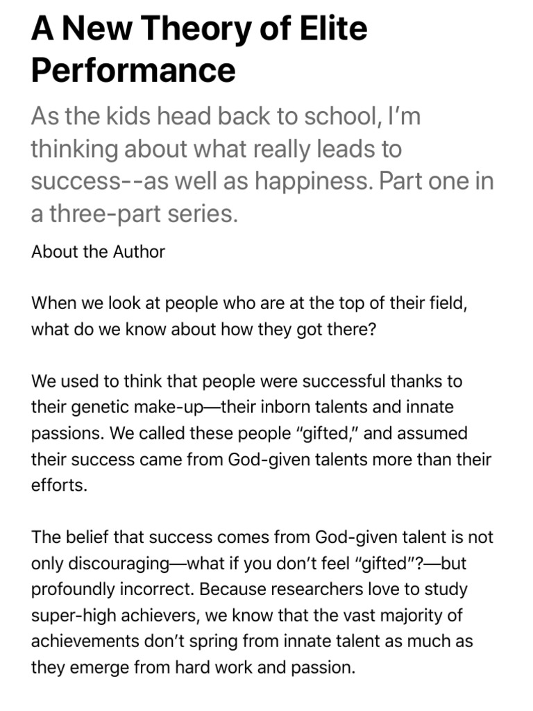 A New Theory of Elite Performance | PDF | Grit (Personality Trait ...