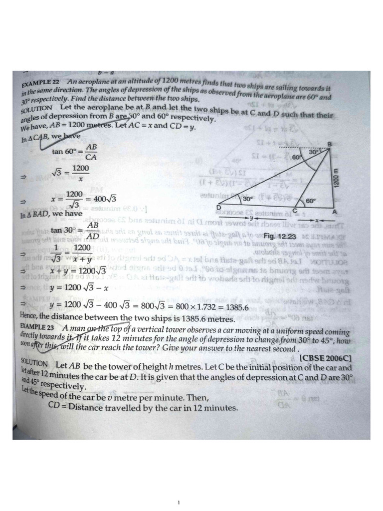Application of Trigonometry Home Work | PDF