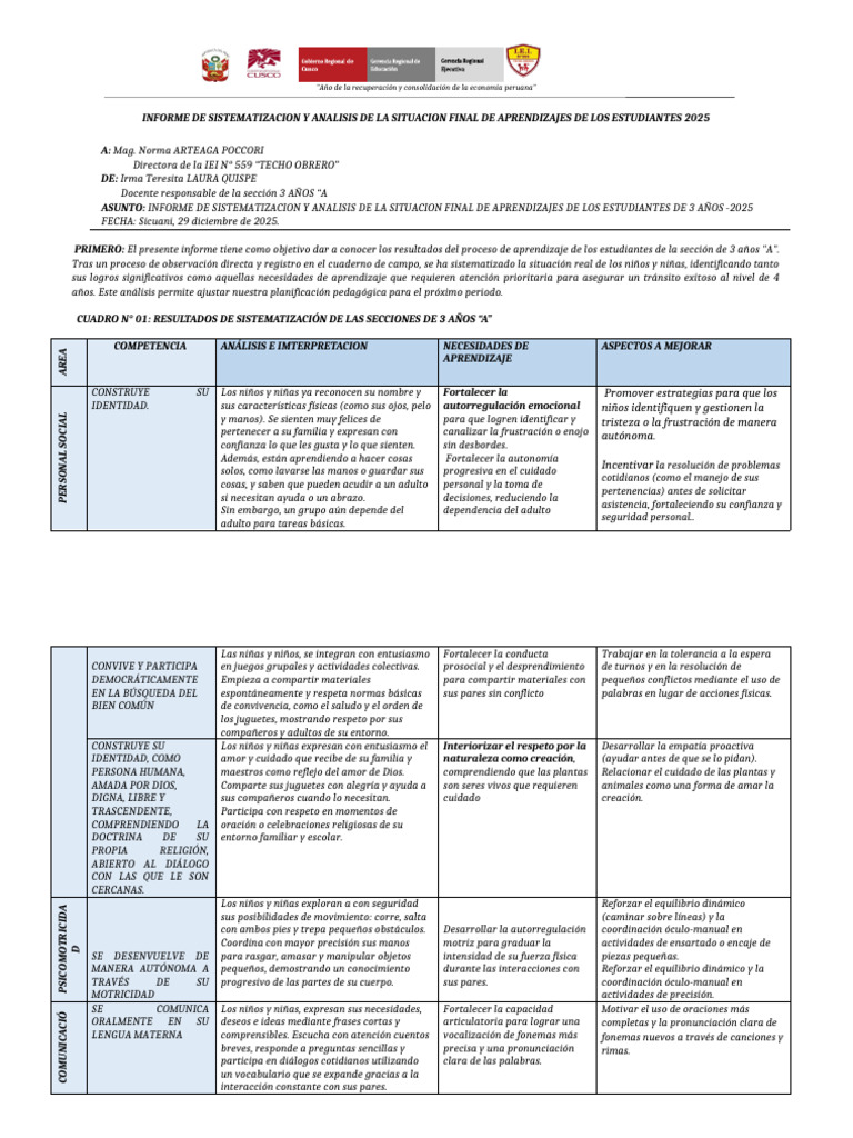 Cuadro de Informe de Sistematizacion y Analis. 2025 | PDF | Adultos | Amor