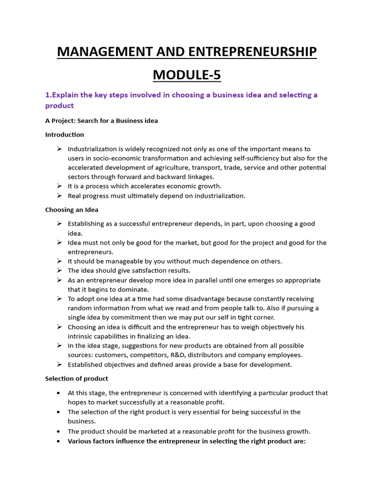 ME Module 5 SEE Answers | PDF | Feasibility Study | Business