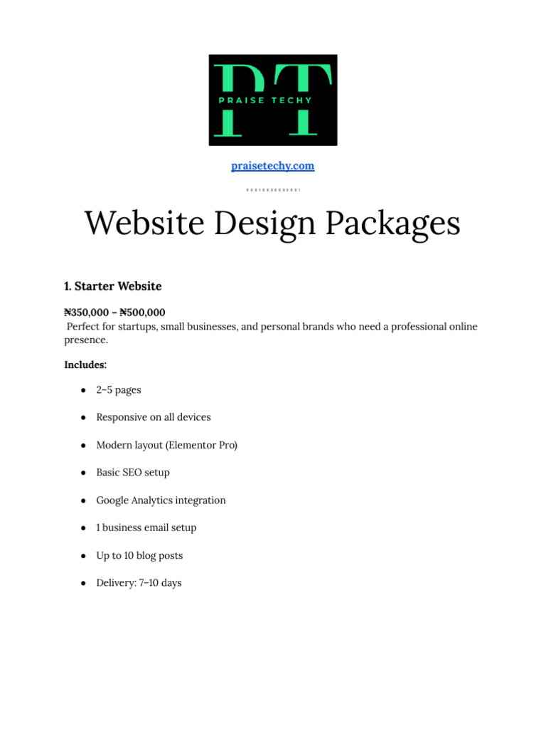 Website Design Packages | PDF | Internet | Computing