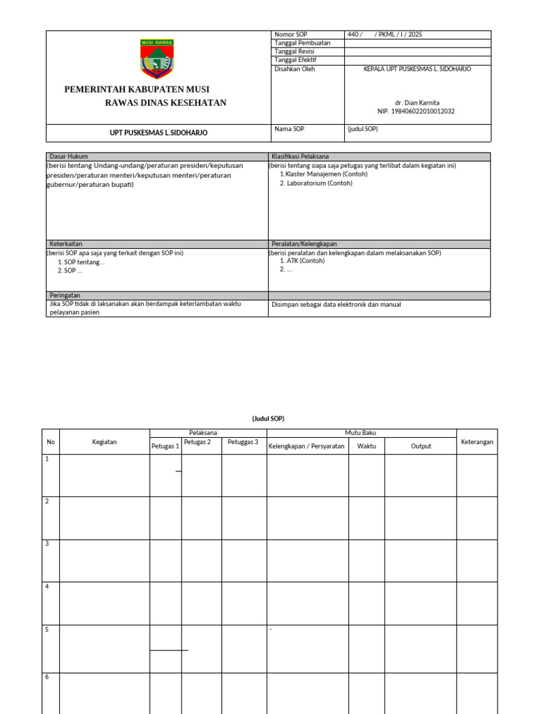 Template SOP | PDF